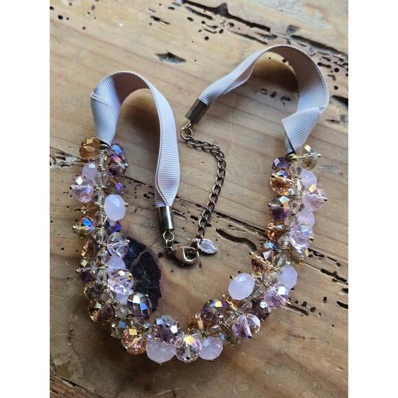 Vintage Ali Kahn New York Ribbon Rope Crystal Beaded Adjustable Necklace, 18" - Picture 8 of 9